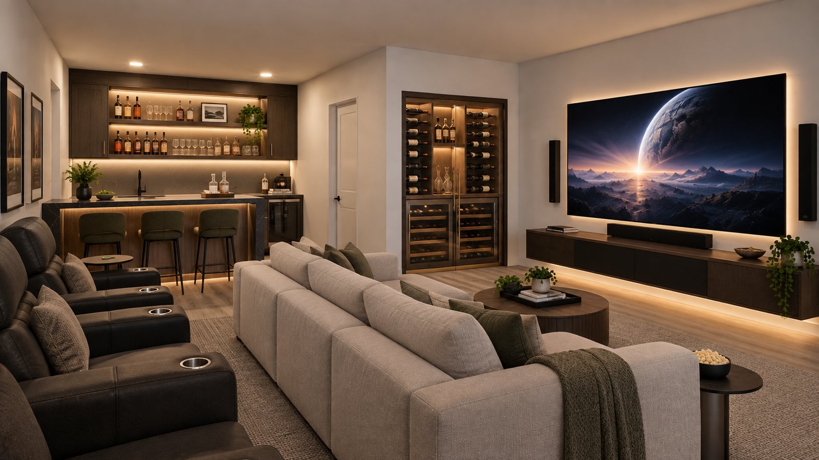 Junior ADU, furnished as a media room