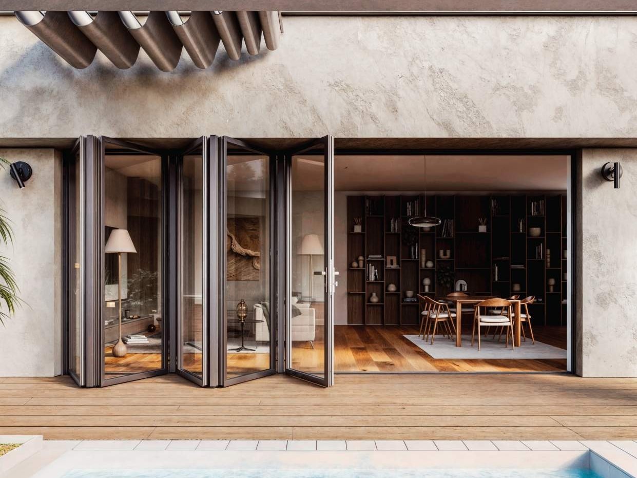 Teza 85 Series bifold door. Manufacturer's image, courtesy of Teza.